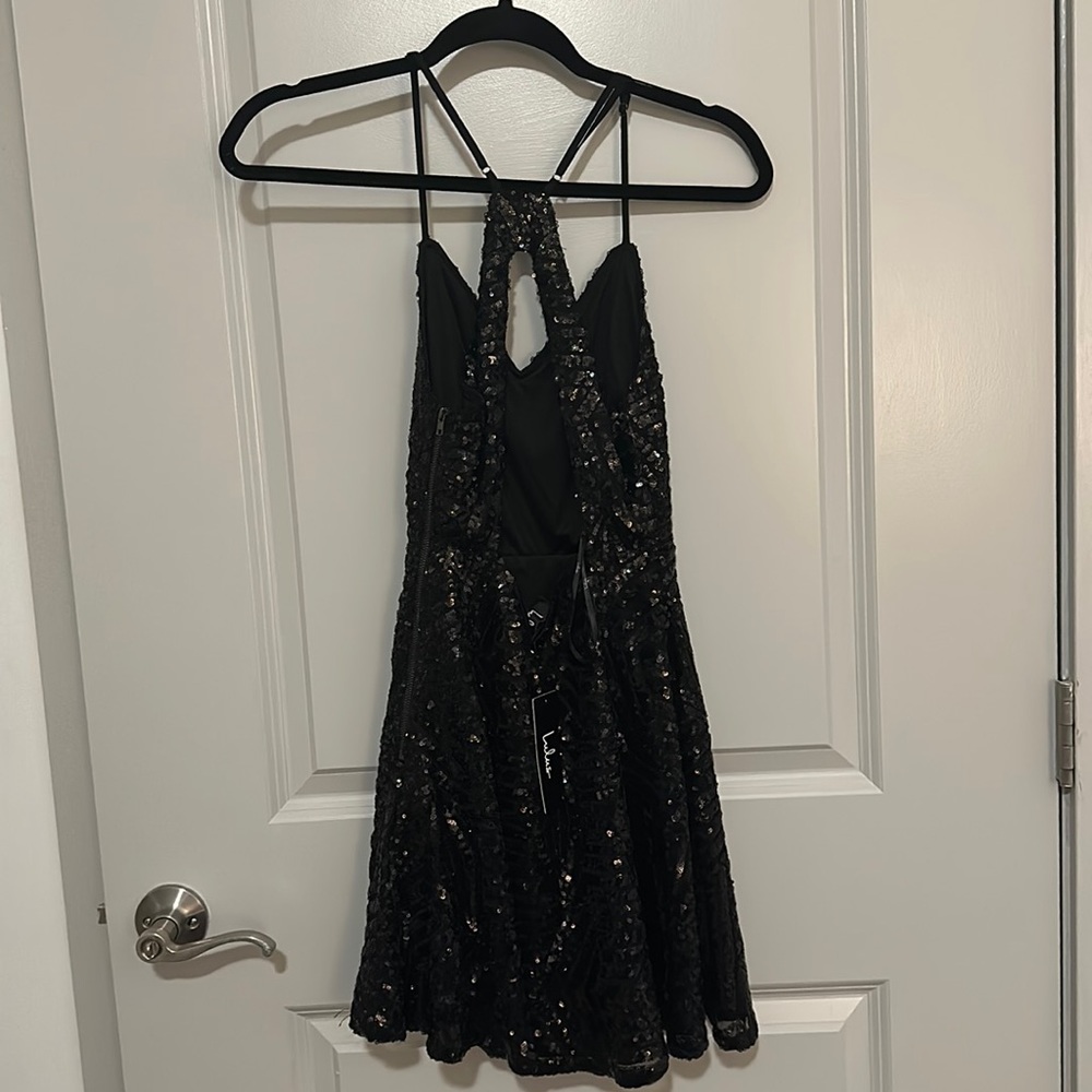 Lulus Black Sparkle Skater Dress